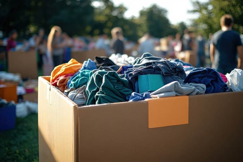 boxes of clothes donated as western aid