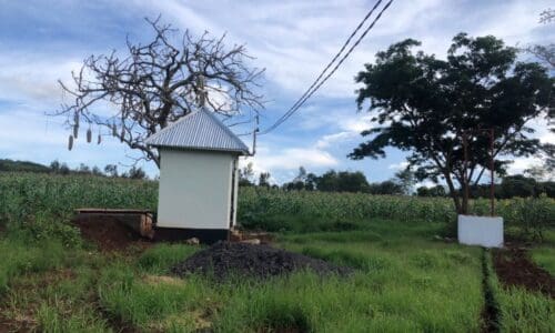 Water tower on ecoFarm which is feed from main